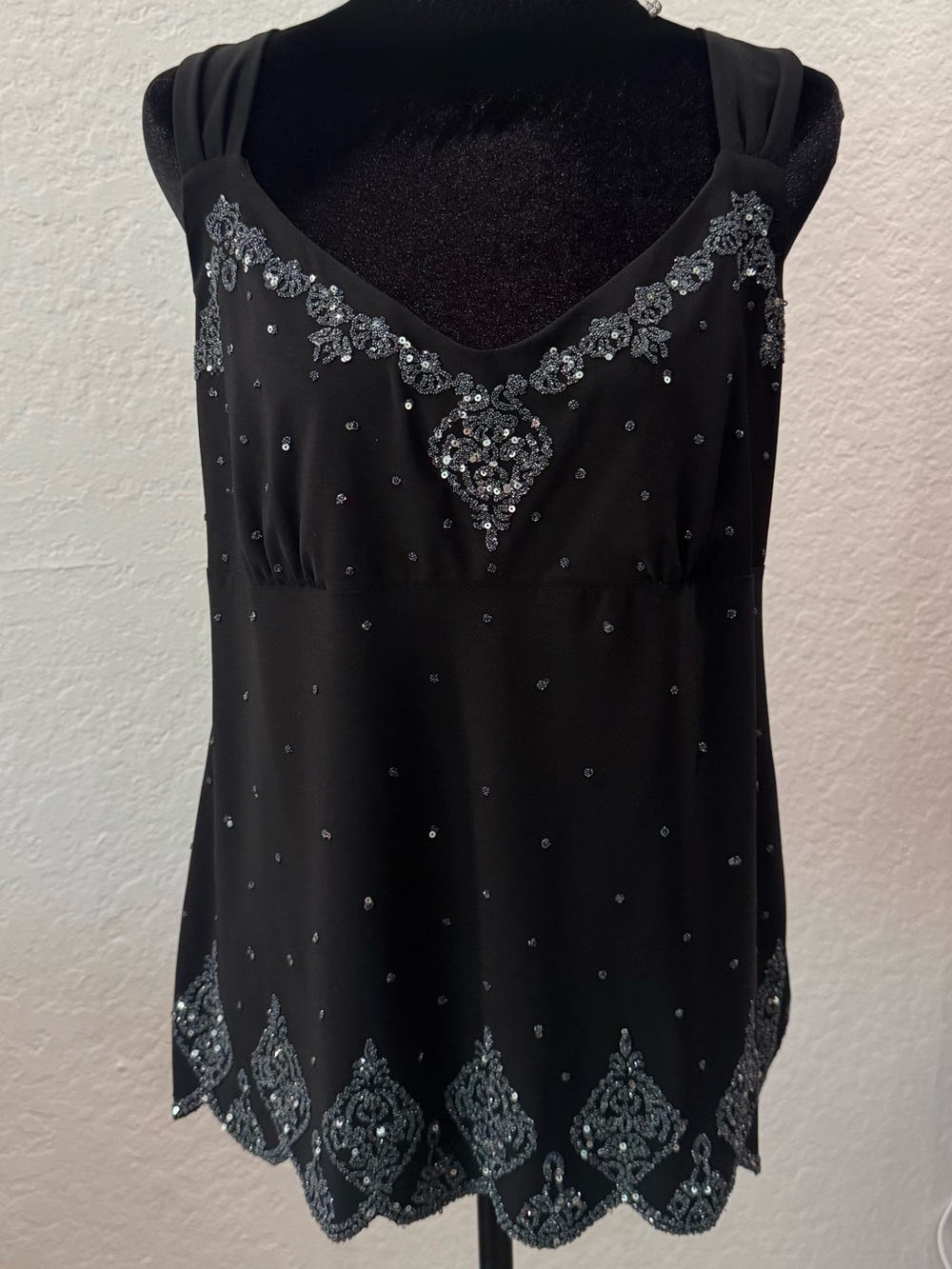 Embellished Black Camisole, Like New size PL - Picture 2 of 4